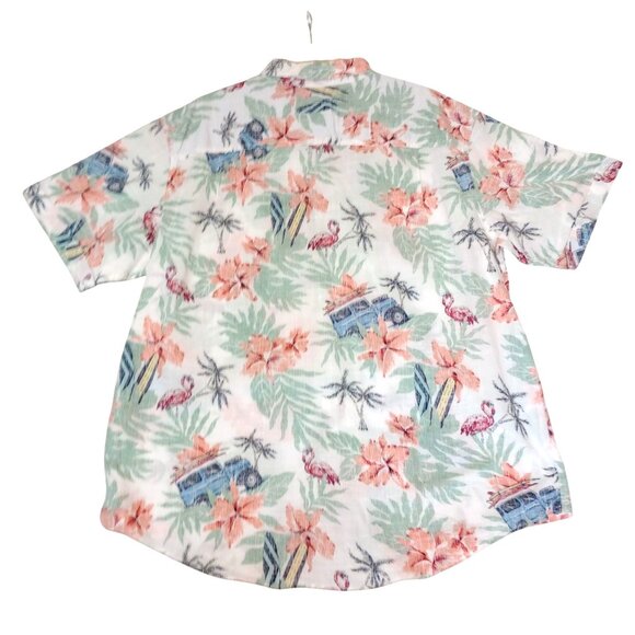 Izod Saltwater Hawaiian Button-Up Shirt Tropical Floral Surf 3XLT Big Tall - Picture 2 of 7